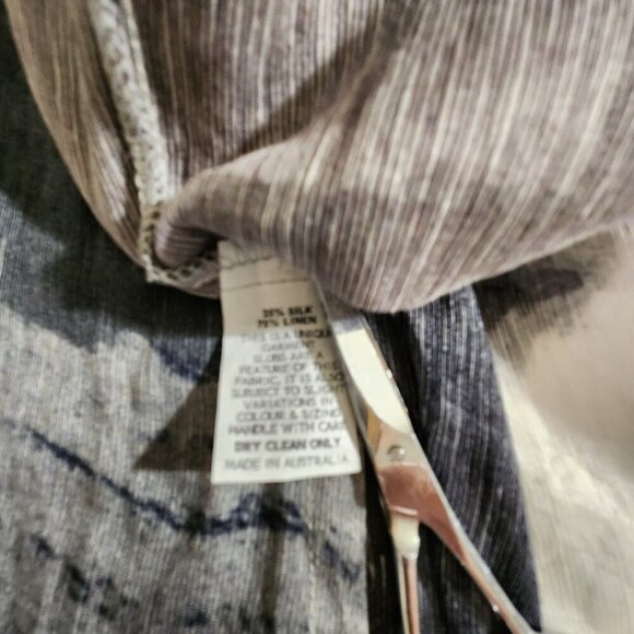 Banana Blue Australia Women's Size M Gray Silk Linen Blend Sleeveless Dress Art - Picture 13 of 15